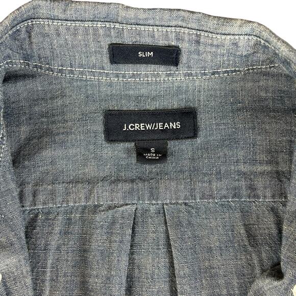 J.Crew Jeans Shirt Men Size Small Heathered Blue Chambray Slim Classic Button Up - Picture 7 of 8